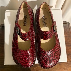 Alegria Red and Black Floral Mary Janes